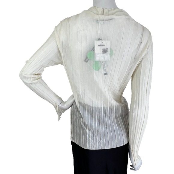 NWT* PH5 Sheer Rib Funnel Neck Knit Top Long SleeveSide Slit Barley Size Small - Picture 4 of 11